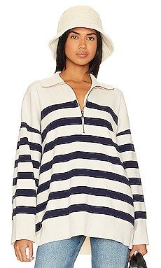 Free People Coastal Stripe Pullover in Champagne Navy Combo from Revolve.com | Revolve Clothing (Global)