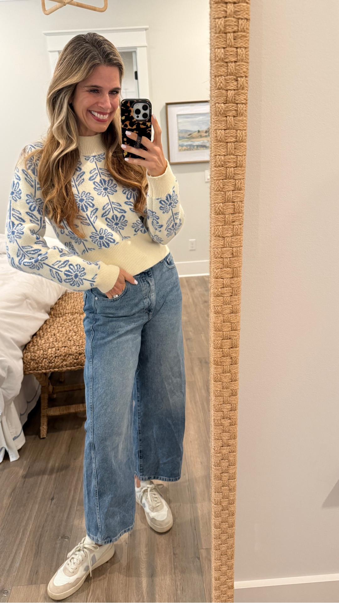 Floral sweater, jeans and sneakers 

#LTKootd #LTKdayinmylife #LTKFindsUnder100