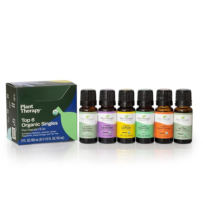 Plant Therapy Top 6 USDA Organic Essential Oil Set - Lavender, Peppermint, Eucalyptus, Lemon, Tea... | Amazon (US)