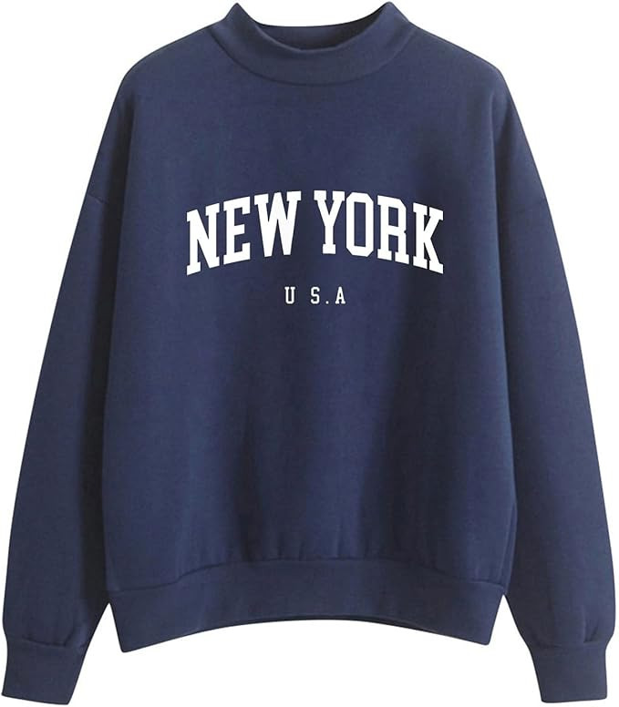 Women's Graphic Oversized Sweatshirt Letter Print Fall Tops Vintage Half Sleeve Loose Casual Y2K ... | Amazon (US)