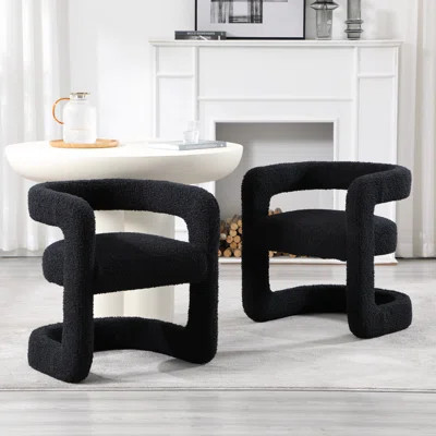 Upholstered Barrel Dining Chair With Hollow Back, Modern Solid Wood Dining Chair, Comfy Side Chair For Dining Room/Living Room | Wayfair North America