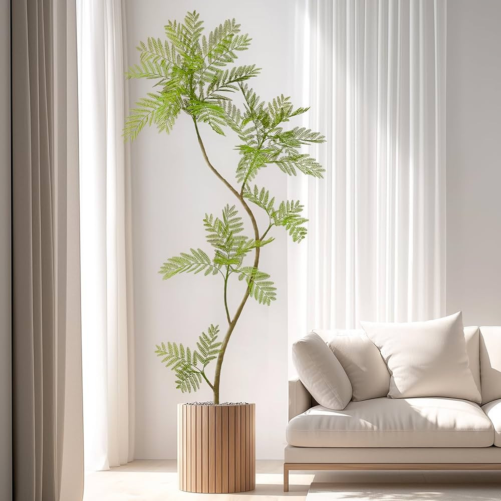 6.6FT Artificial Tree Fake Jacaranda Tree,Faux Tall Tree Lifelike Green Leaves Large Plants Indoo... | Amazon (US)