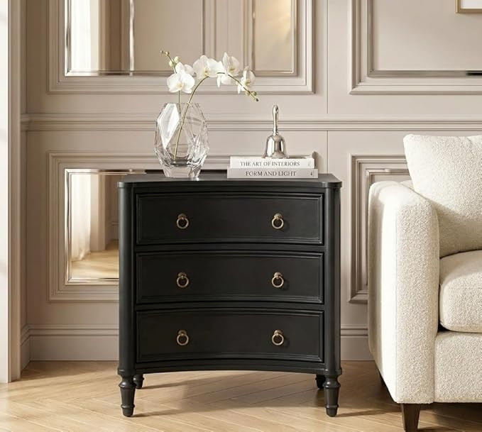 HULALA HOME 3 Drawer End Table with Charging Station, 26" Wide Endtable with Solid Wood Legs and ... | Amazon (US)