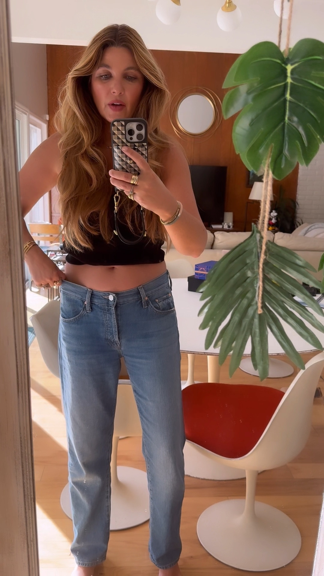 Can’t believe I’ve integrated low rise jeans back into my routine. These are soft snd relaxed (wearing a 27 for extra roominess). 👖 Tank is size medium and so good, I’m ordering a backup. ⚡️
Lips are a dark nude lip liner topped with my favorite TF in Fascinator  

#LTKFindsUnder100 #LTKBeauty #LTKStyleTip