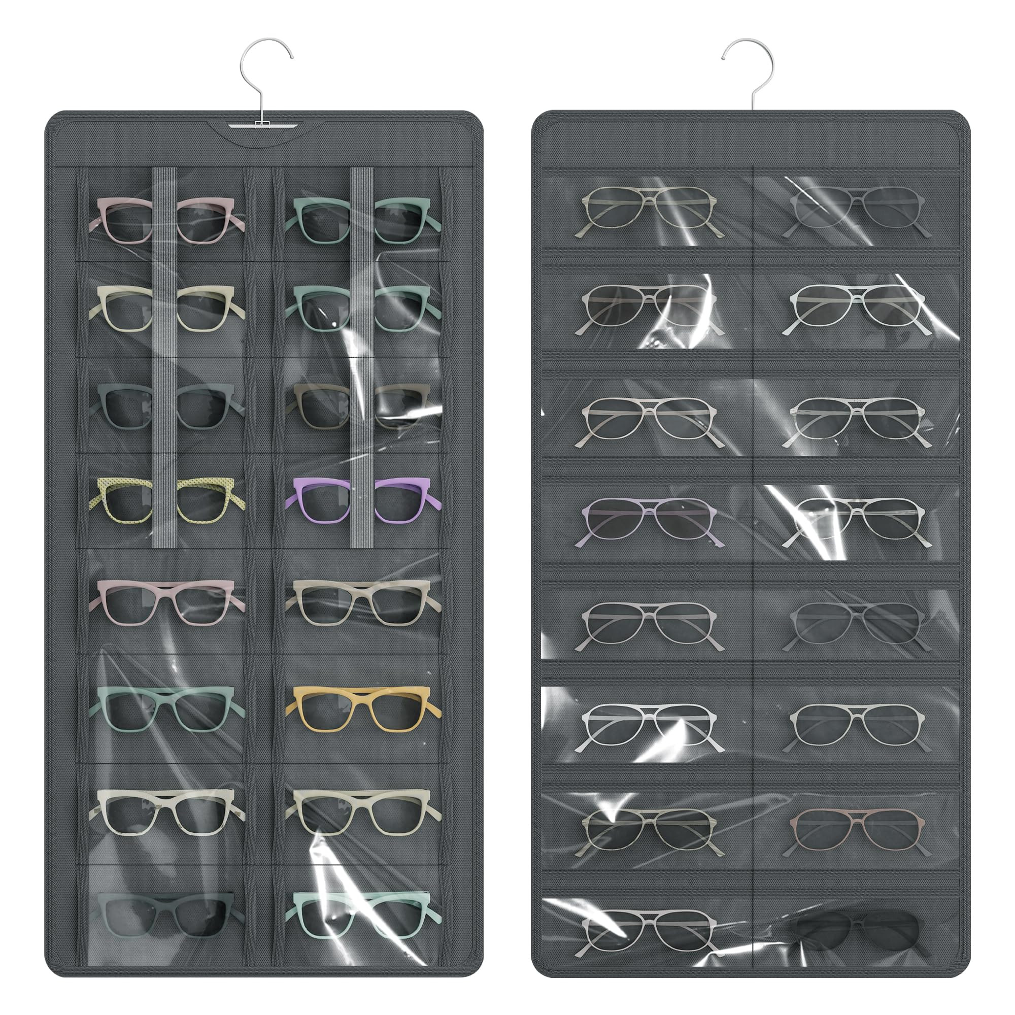 Hanging Sunglasses Organizer and Storage, Dual-Sided Sunglasses Case and Jewelry Holder, Wall-Mou... | Amazon (US)