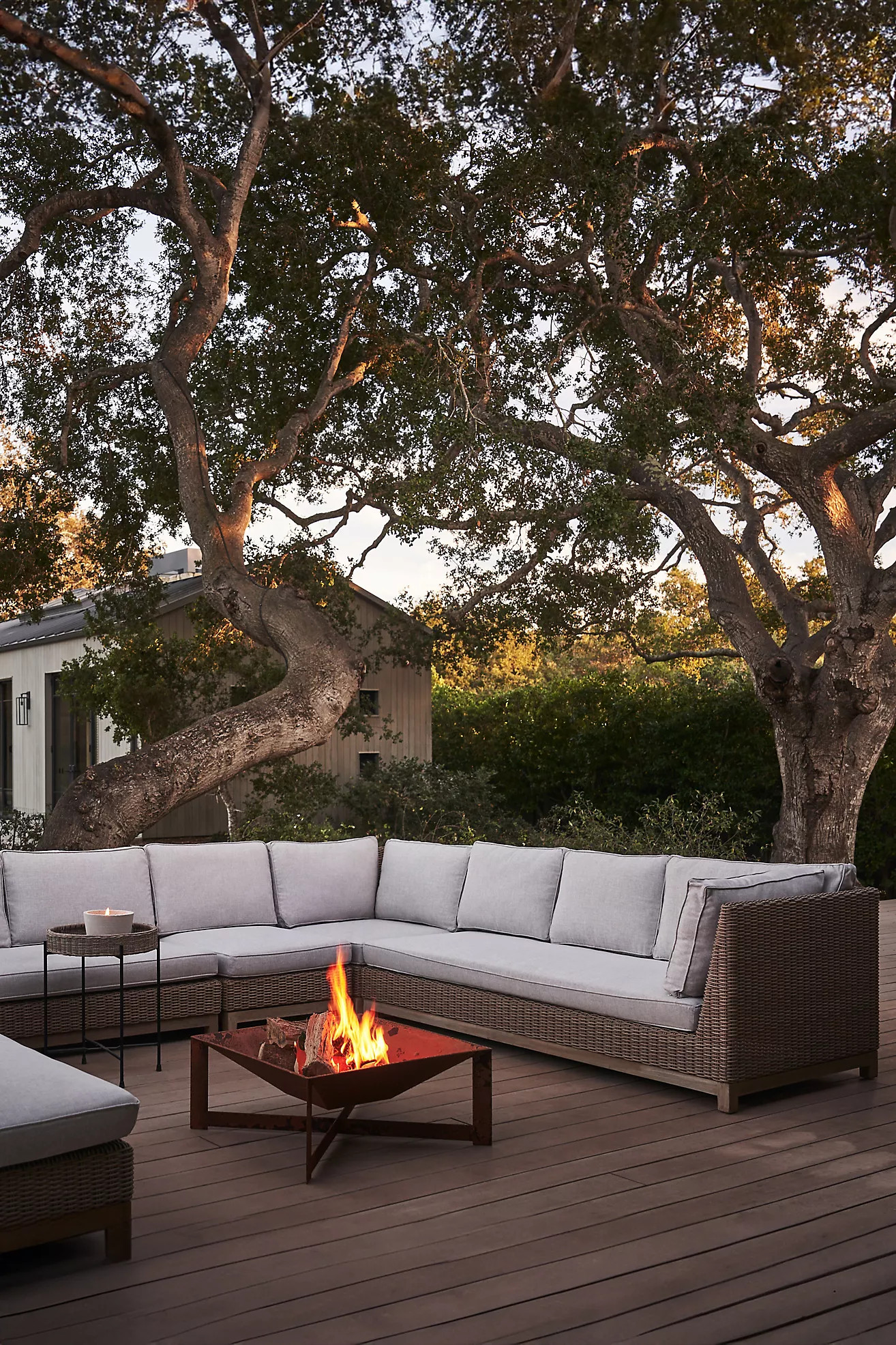 Meadowbrook Teak Base Wicker Sofa, Right Arm | Anthropologie (US)