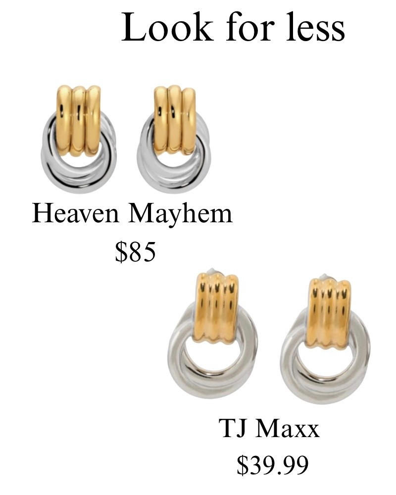 Heaven mayhem earrings look for less, silver, gold, two tone, hoops, jewelry, TJ Maxx sale.

#LTKSaleAlert #LTKWorkwear
