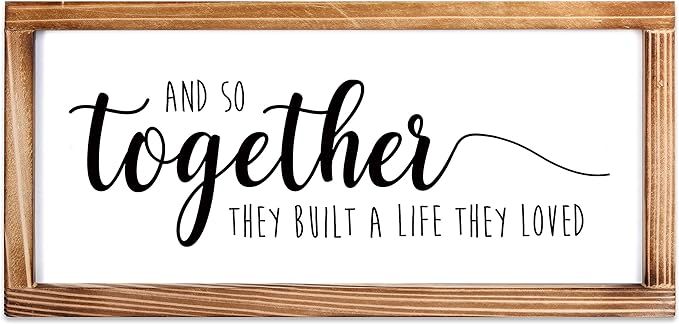 MAINEVENT Together They Built A Life They Loved Rustic Love Sign 8x17 Inch Wall Decor | Amazon (US)