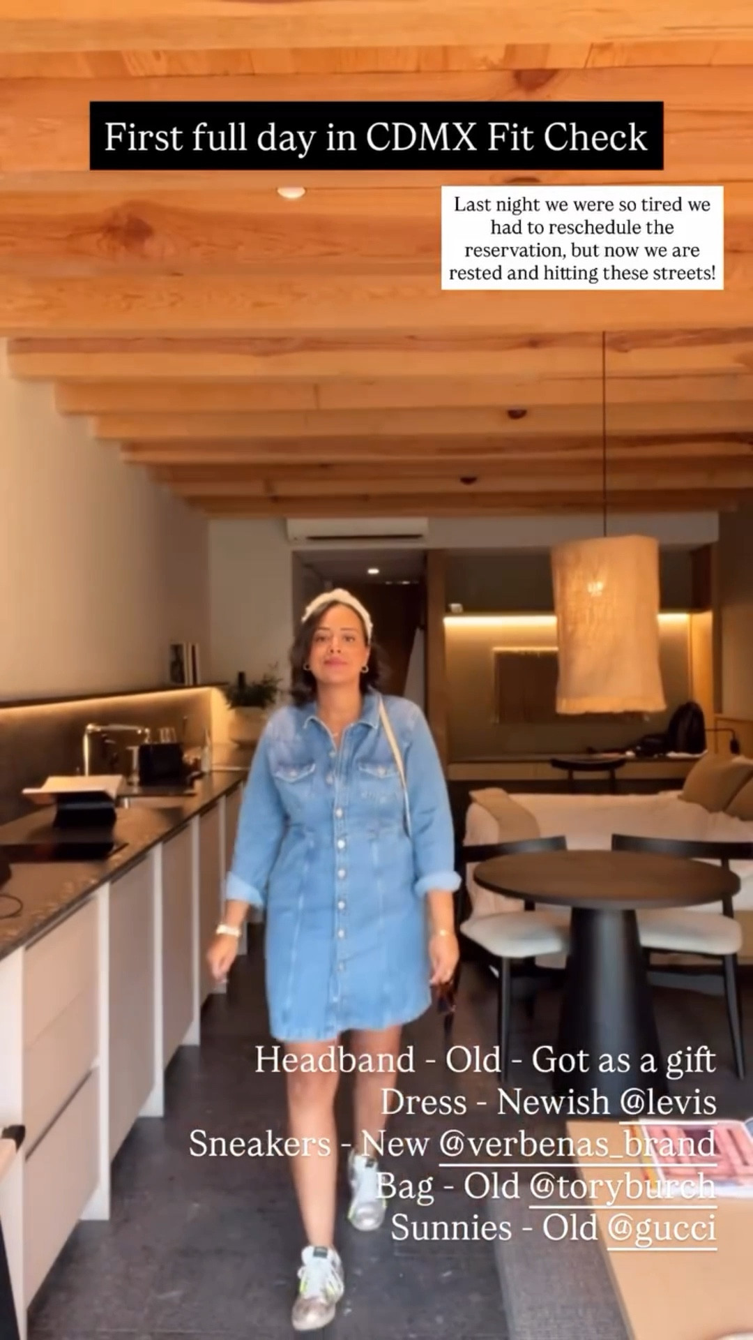 First full day in CDMX Fit Check Last night we were so tired we had to reschedule the reservation, but now we are rested and hitting these streets! Headband - Old - Got as a gift 
Dress - Newish @levis 
Sneakers - New @verbenas_brand
Bag - Old @toryburch 
Sunnies - Old @gucci

#LTKMidsize #LTKOver40 #LTKootd