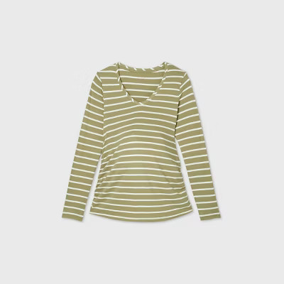 Long Sleeve Scoop Neck Side Shirred Maternity T-Shirt - Isabel Maternity by Ingrid & Isabel™ | Target