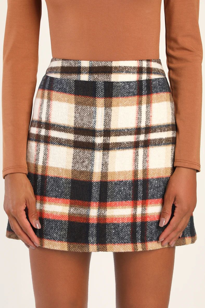 Mad for Plaid Navy and Cream Plaid Mini Skirt | Lulus (US)