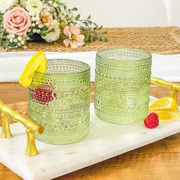 Kate Aspen Sage Green Hobnail Beaded Drinking Glasses Set of 6-10 oz Vintage Glassware Set Cockta... | Amazon (US)