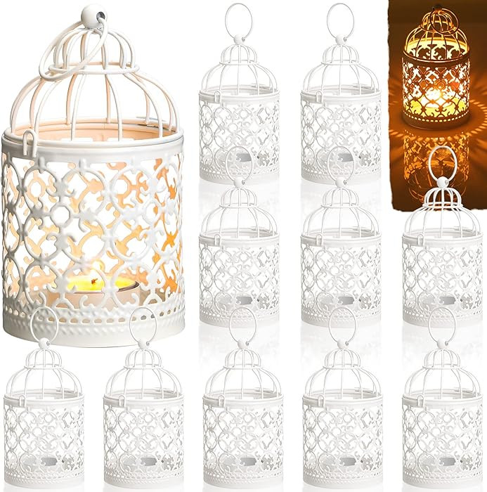12 Pack Small Metal Tealight Hanging Birdcage Lantern Vintage Decorative Centerpieces Table Top C... | Amazon (US)