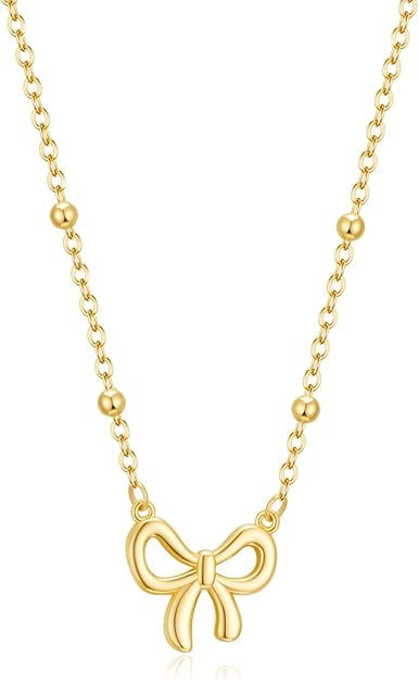 Thaivor Mothers Day Gifts - Necklace for Women Dainty Bow Necklace 14K Gold Plated Cute Choker Sm... | Amazon (US)