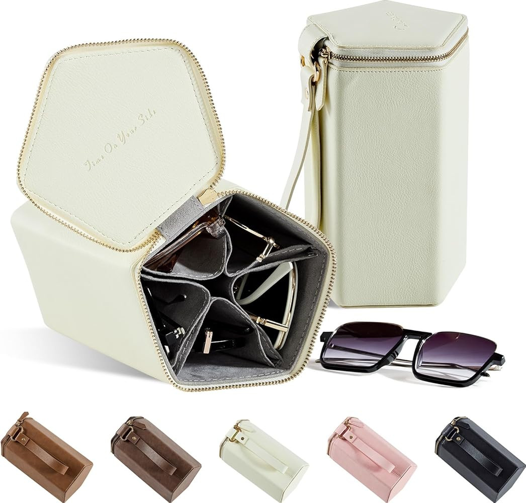 Sunglasses Travel Case Organizer 5 Slots for Men Women, Eyeglasses Foldable Hanging Case Storage ... | Amazon (US)