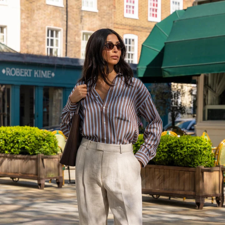 The Weekend: TENCEL™ Lyocell, Mocha Multi Stripe | With Nothing Underneath