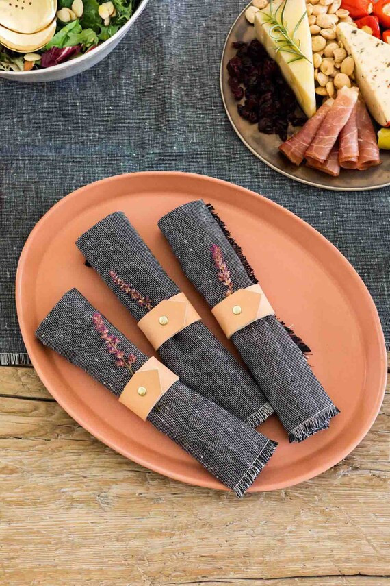 JOJO FLETCHER x ETSY  organic cloth napkins, hand-frayed black+white, set of 4, 18x18, dinner nap... | Etsy (US)