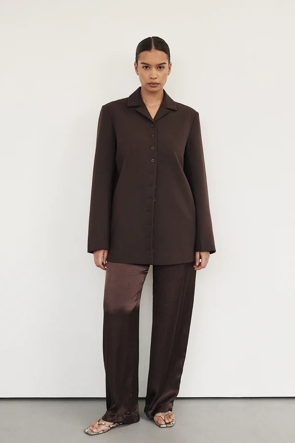 MONICA BITTER CHOC SATIN PANT | DISSH