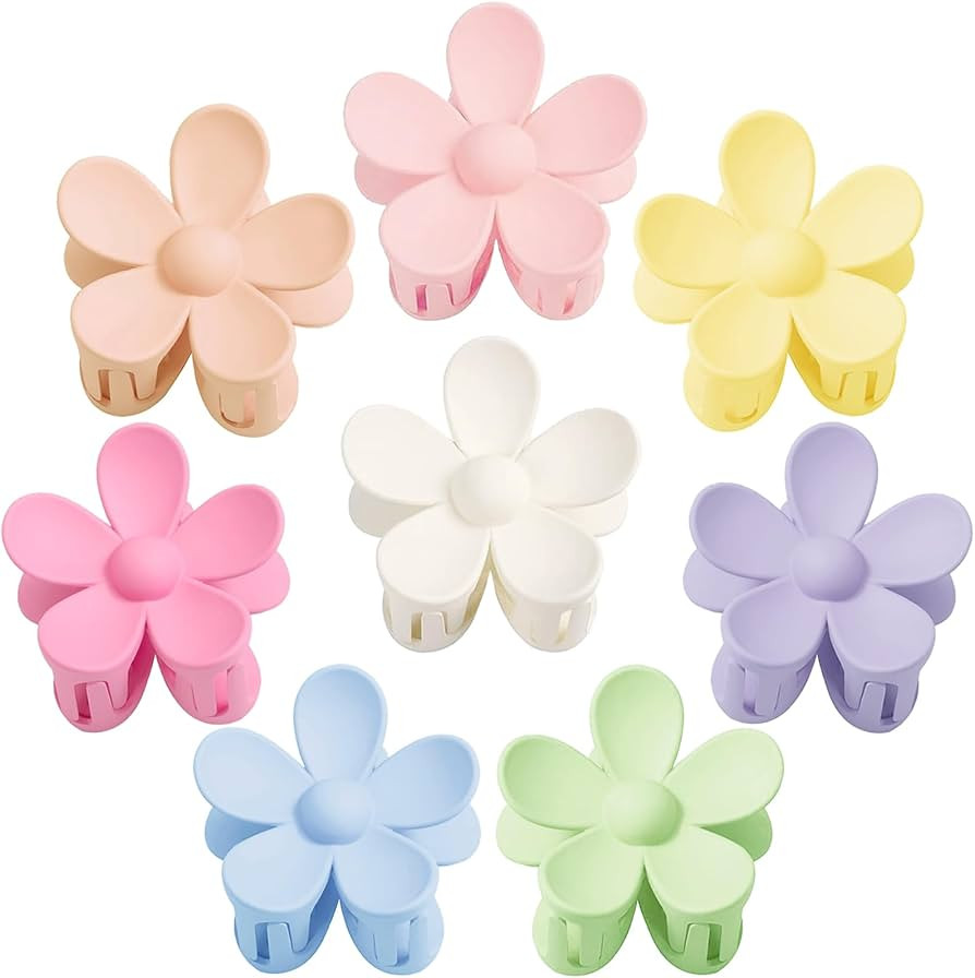 Flower Hair Clips 8PCS, Large Claw Clips for Women Girls Thick Thin Hair, Strong Hold Nonslip Big... | Amazon (US)