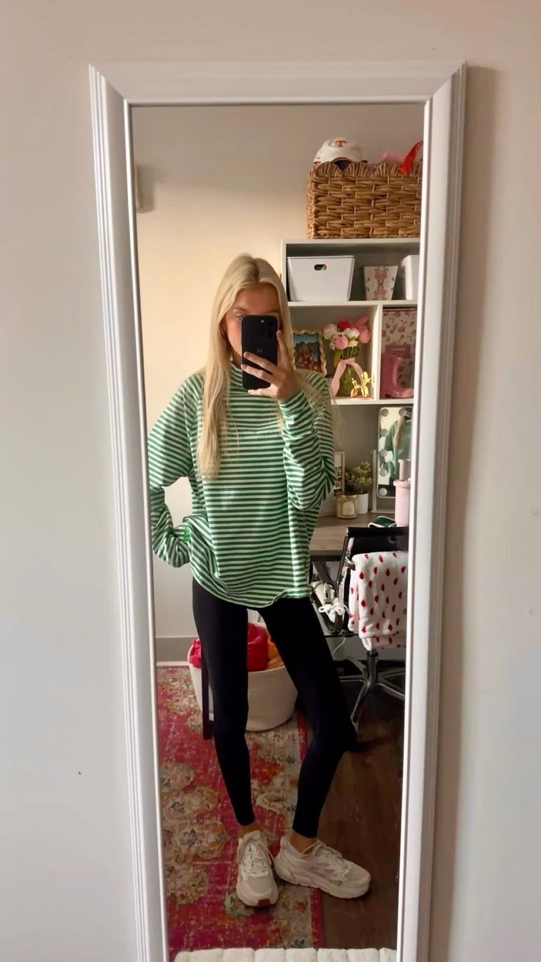 Free people striped green mockneck with align leggings and Hoka cliftons Ls 

#LTKfitnessgoals #LTKootd #LTKdayinmylife