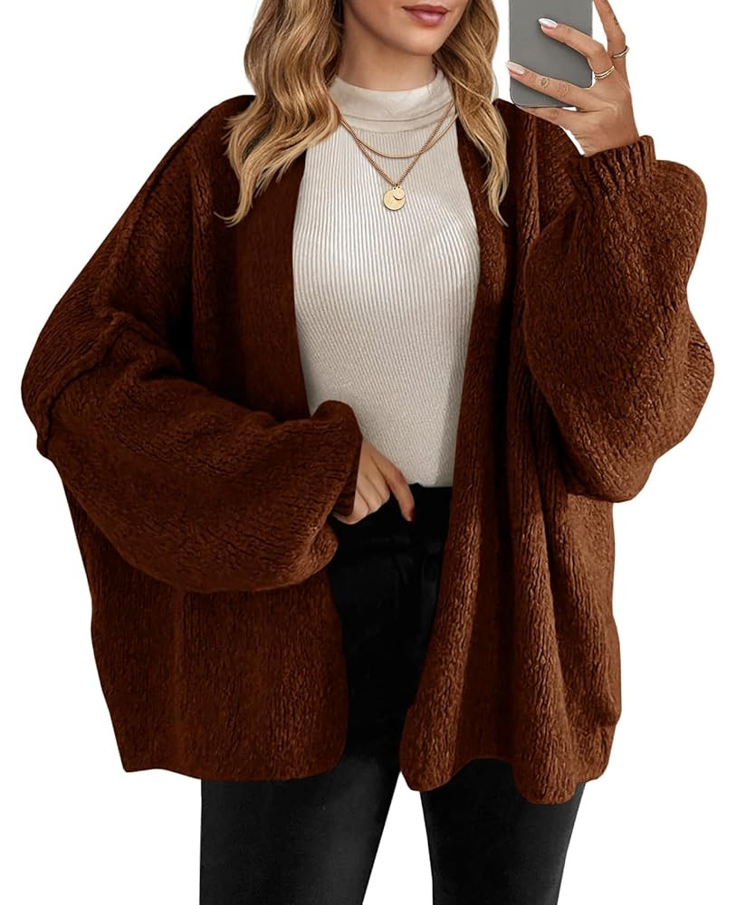 Saodimallsu Womens Oversized Cardigan Sweaters Open Front Chunky Knit Casual Long Lantern Sleeve ... | Amazon (US)