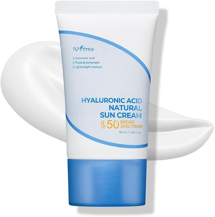 ISNTREE Hyaluronic Acid Natural Suncream SPF 50, Mineral Sunscreen, Gentle Tone-Up Effect, Hydrat... | Amazon (US)