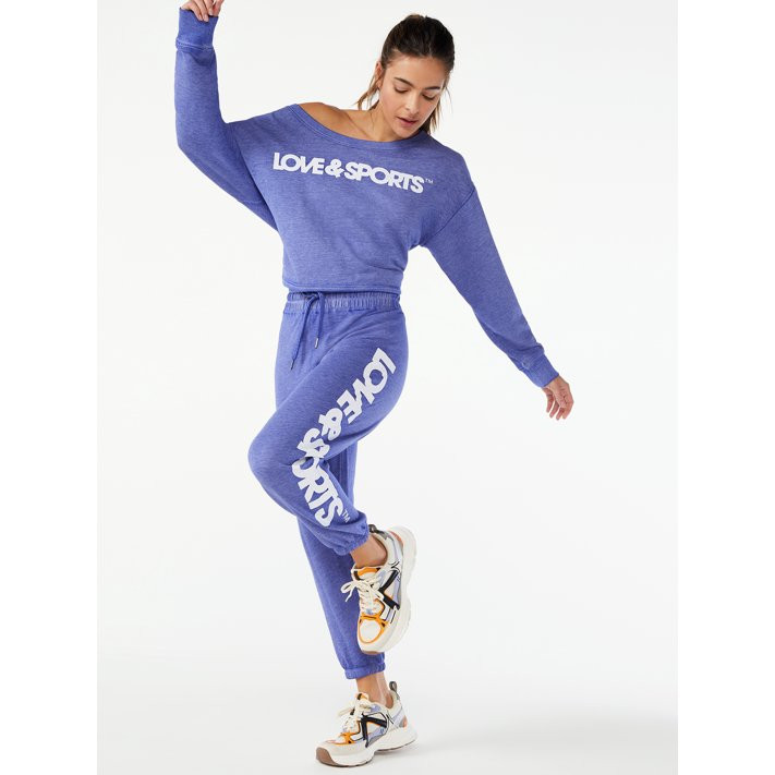 Love & Sports Women's Cropped Logo Sweatshirt | Walmart (US)