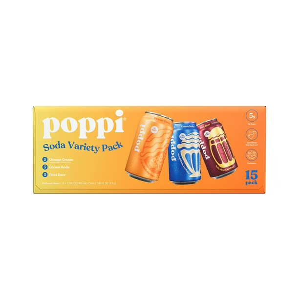 poppi Prebiotic Soda Cream Variety Pack, 12 fl. oz., 15 pk. | Sam's Club