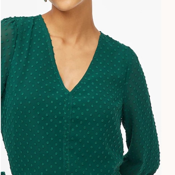 J Crew Factory Academic Green Petite V Neck Blouse XXS | Poshmark