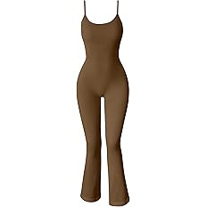 OQQ Women Yoga Jumpsuits Ribbed Exercise Adjustable Spaghetti Strips Tops Bell Bottoms Flare Jump... | Amazon (US)