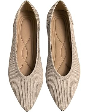 Women's Flats Shoes Pointed Toe Knit Ballet Comfortable Dressy Slip On Flat | Amazon (US)