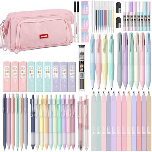 Nicpro 78 PCS Aesthetic School Supplies with Cute Pen Case, 12 Pastel Highlighters, 12 Color & Bl... | Amazon (US)