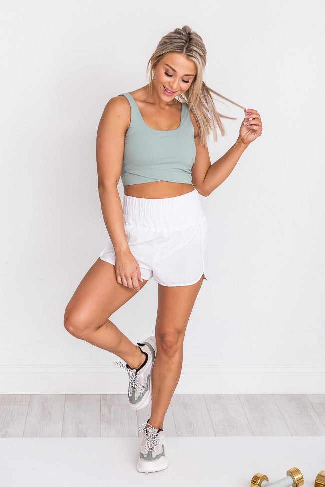 Errands To Run White High Waisted Athletic Shorts | Pink Lily