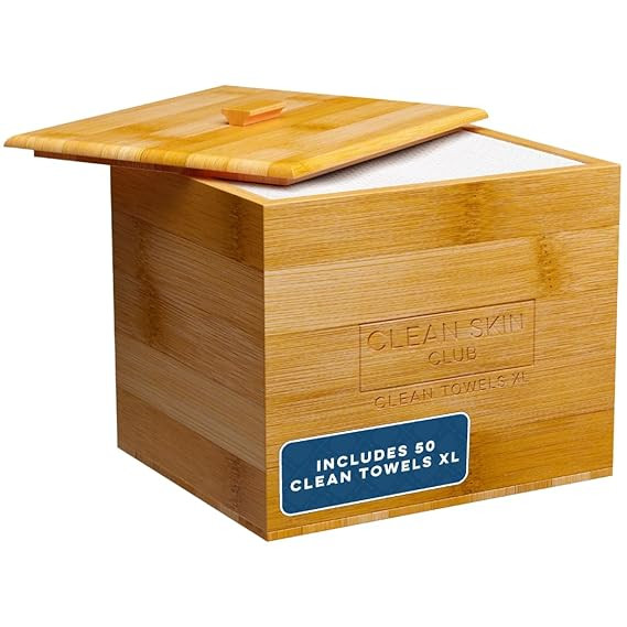 Clean Skin Club Luxe Bamboo container with Removable Cover includes Clean Towels® Original XL 50... | Amazon (US)