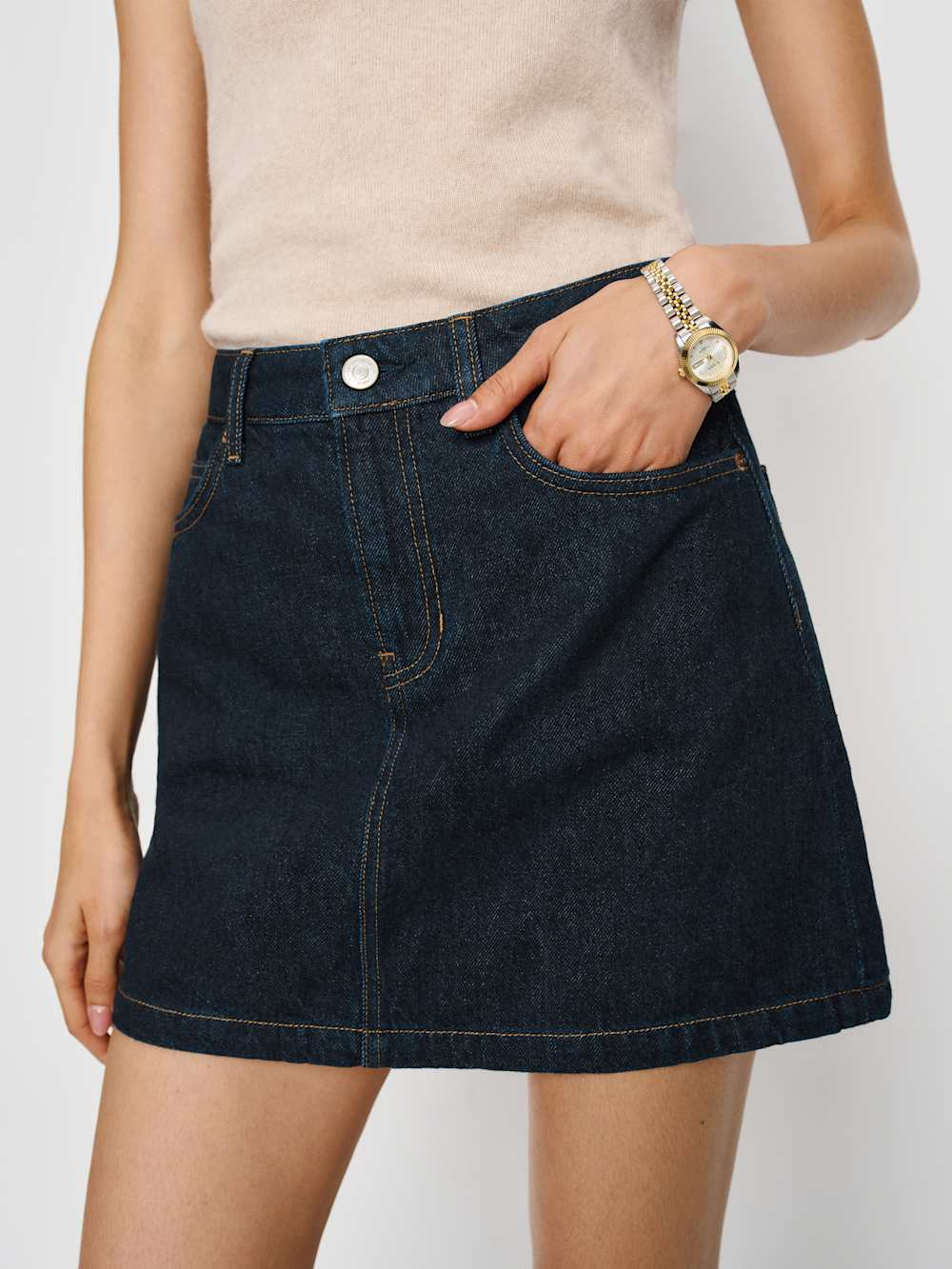 Rue High Rise Denim Mini Skirt | Reformation (Global)