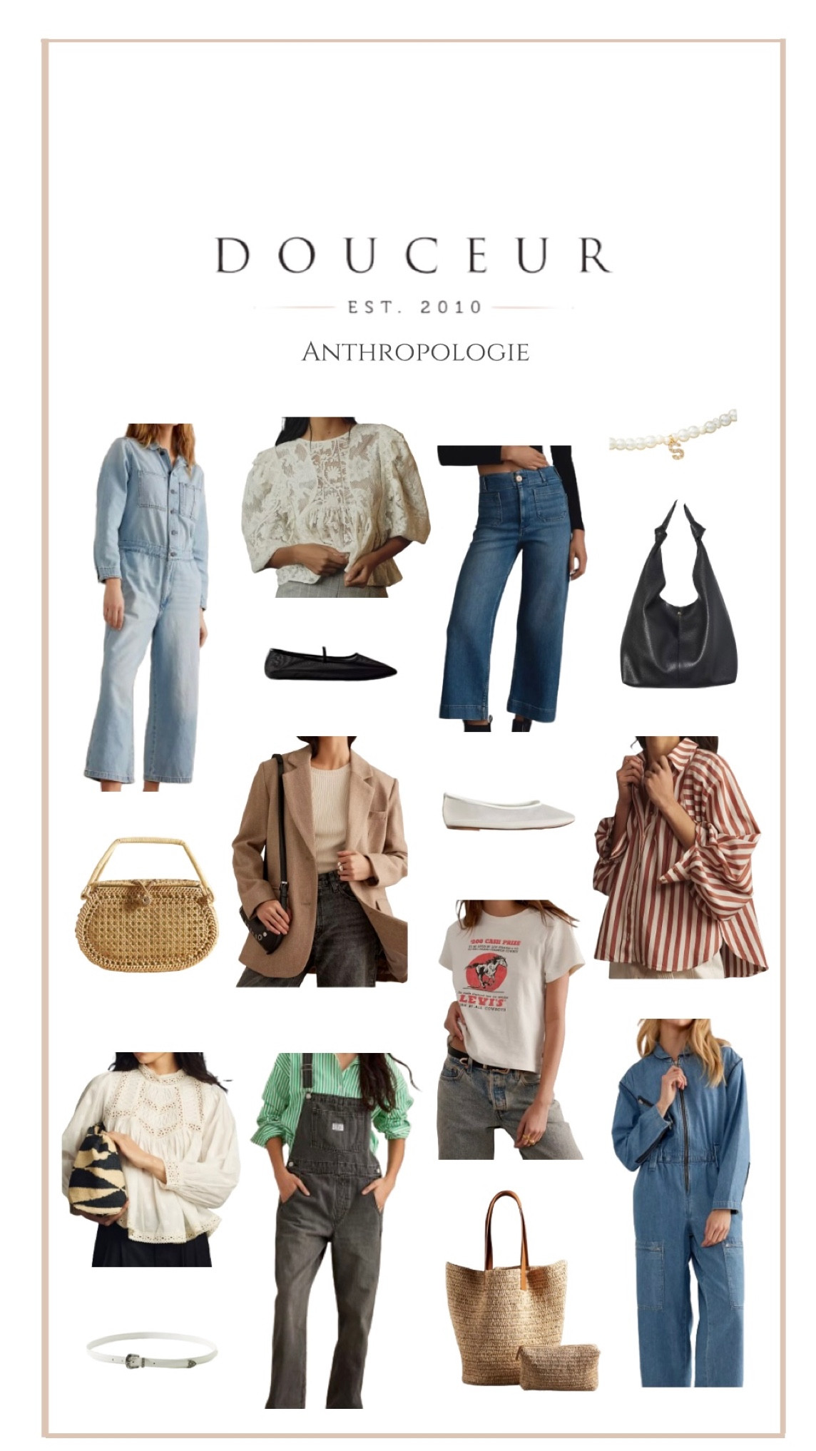 Anthropologie New in Season, Spring Style, Spring Outfit Inspiration, Transitional Style, Denim Dungarees, Cream Blouse, Straw Bag, Striped Shirt, Ballet Pumps

#LTKSeasonal #LTKstyletip #LTKeurope
