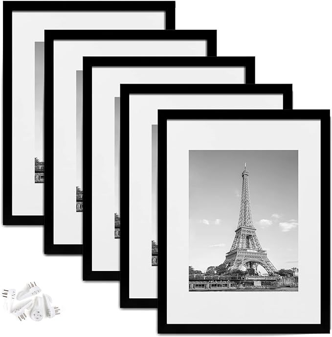 upsimples 12x16 Picture Frame Set of 5,Display Pictures 8.5x11 with Mat or 12x16 Without Mat,Wall... | Amazon (US)