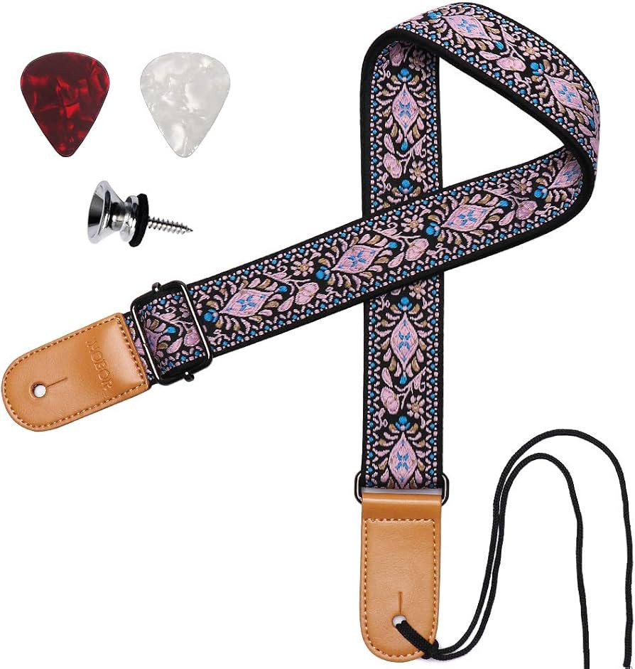 Ukulele Strap, IHOBOR Hawaiian Jacquard Pink Flower Ukelele Shoulder Strap, Suitable for Soprano ... | Amazon (US)