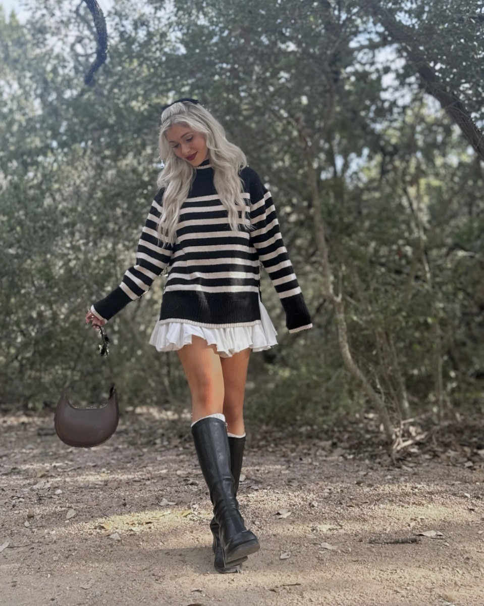 Sweater size small
Skirt size small

Turtleneck sweater, striped sweater, oversized sweater, white ruffle skirt, white skirt outfit, white mini skirt, fall skirts, fall sweaters, fall fashion, trendy fall outfit, black boots, fall boots, knee high boots, boot socks, leg warmers, neutral outfit, minimalist outfit, hair bows, fall fashion trends

#LTKShoeCrush #LTKCyberWeek #LTKBeauty