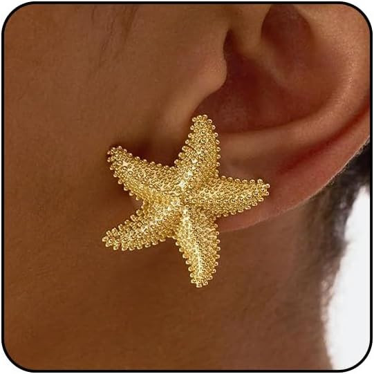 Starfish Earrings Gold Seashell Earrings Beach Earrings for Women Puka Cowrie Shell Earrings Ocea... | Amazon (US)