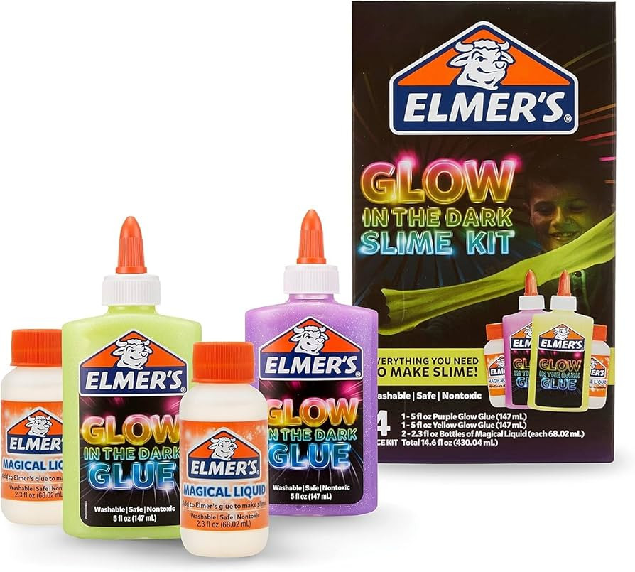 Elmer's Glow-in-the-Dark Slime Kit (2062242), Yellow + Purple Glow, 4 Piece Kit | Amazon (US)