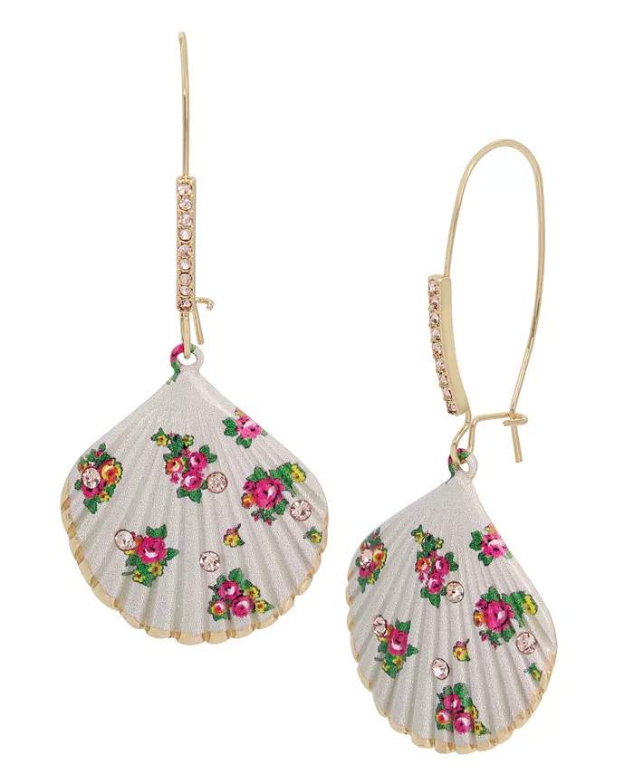 Betsey Johnson Faux Stone Floral Shell Dangle Earrings - Macy's | Macy's