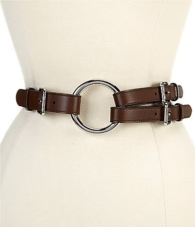 Lauren Ralph Lauren 2 Tri-Strap O-Ring Leather Belt - M | Dillard's