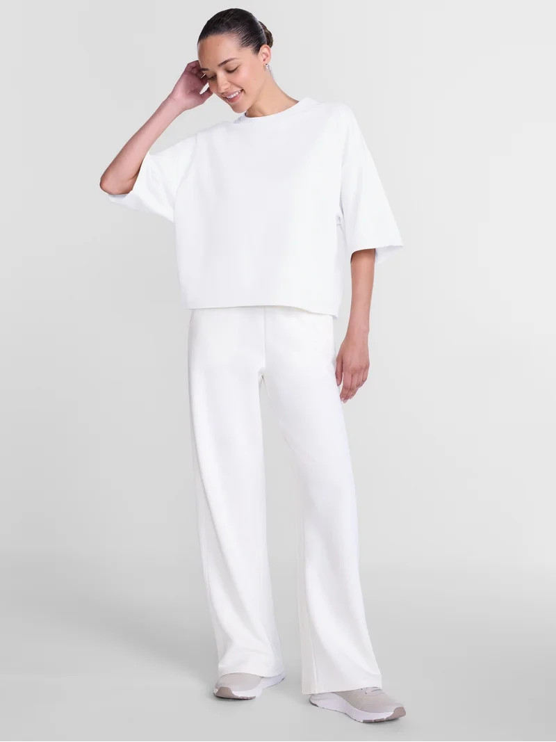 Athletic Works Women's and Women's Plus French Terry Cropped Boxy Tee, Sizes XS-4X | Walmart (US)