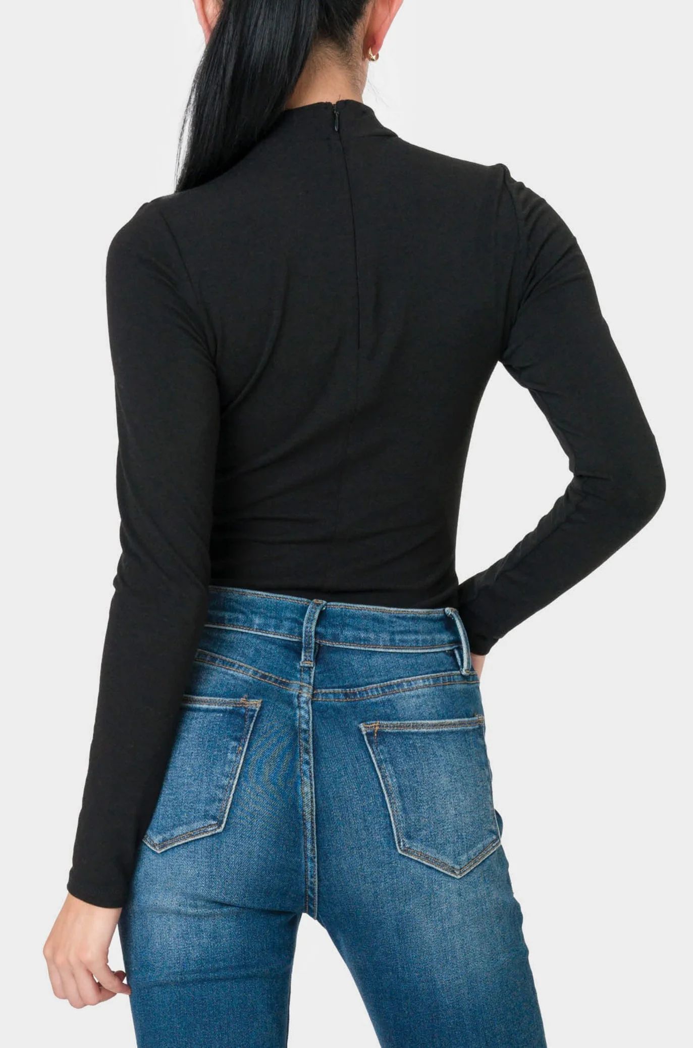 Long Sleeve Essential Mock Neck Thong Bodysuit | Gibson