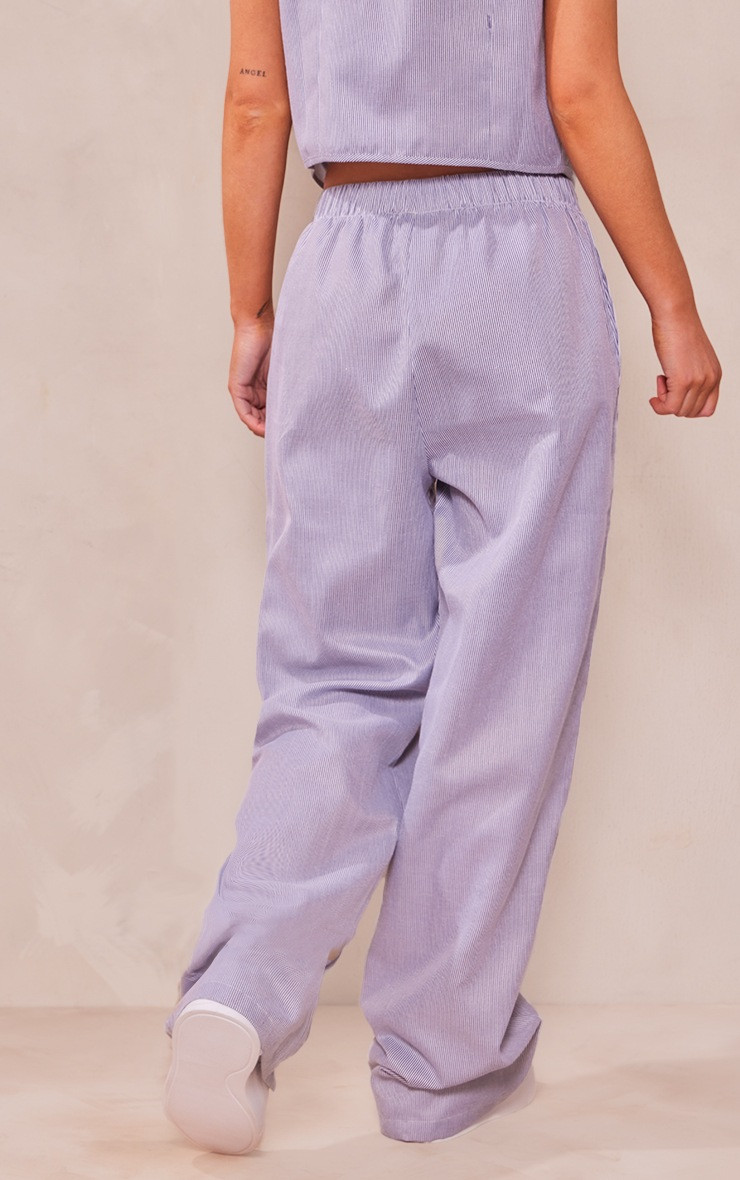 Light Grey Pinstripe Linen Look Wide Leg Trousers | PrettyLittleThing UK
