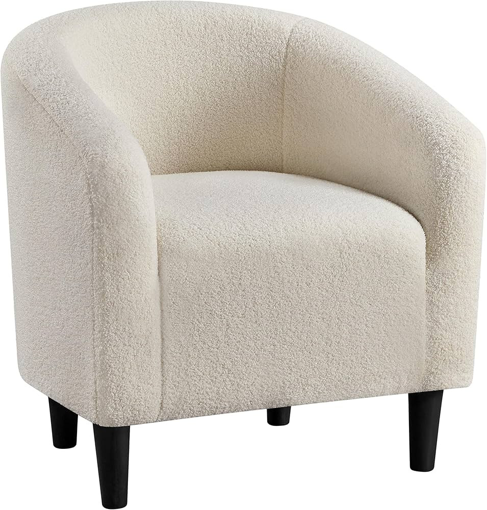 Yaheetech Accent Barrel Chair, Faux Fur Club Chair, Furry Sherpa Elegant and Cozy, Soft Padded Ar... | Amazon (US)