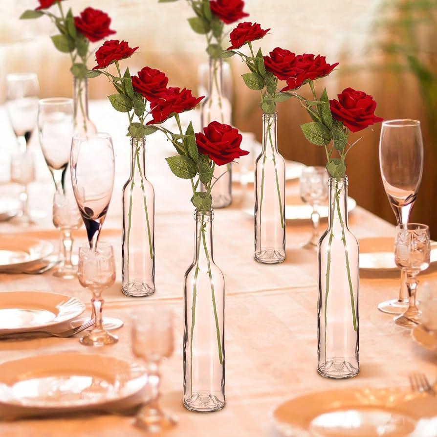 Pickmesh 6 Sets Red Rose Centerpieces for Table 6 Artificial Velvet Flower with 6 Glass Vases Fak... | Amazon (US)