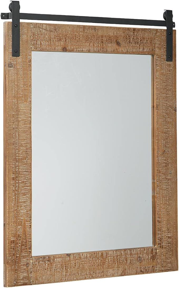 Signature Design by Ashley Lanie Rustic Accent Mirror with Metal Faux Barn Door Track, Brown & Bl... | Amazon (US)