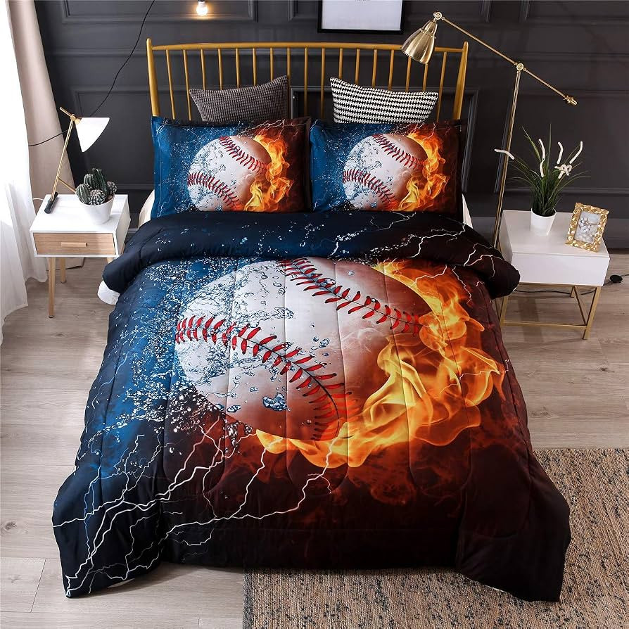 NTBED Baseball Comforter Set Full Size for Boys Teens,3D Sports Bedding Comforter,Fire Printed Qu... | Amazon (US)